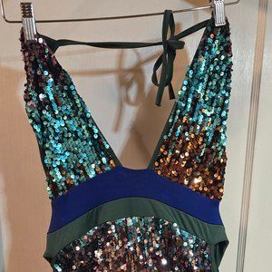 Acelyn sequin dress size M fits like L Green and Blue